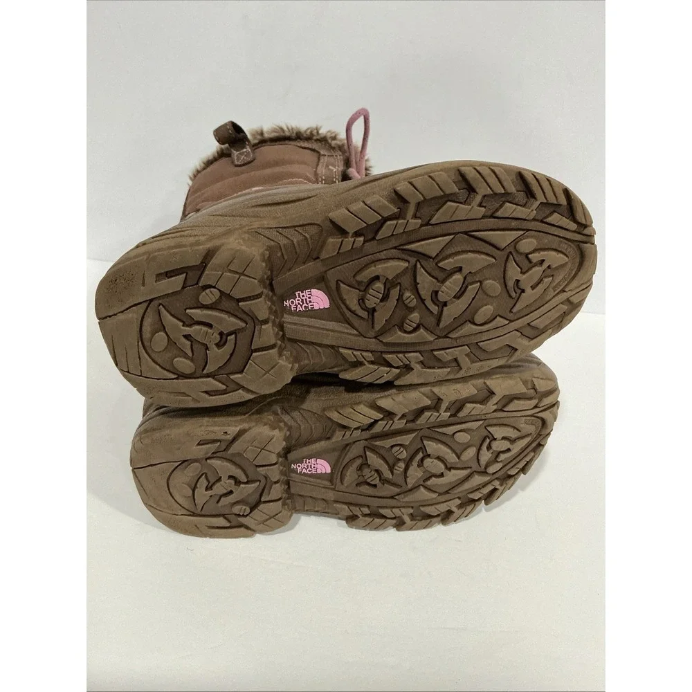 The North Face Kids Size 2 Winter Boots, Heat Seeker, Brown W/Pink, Waterproof